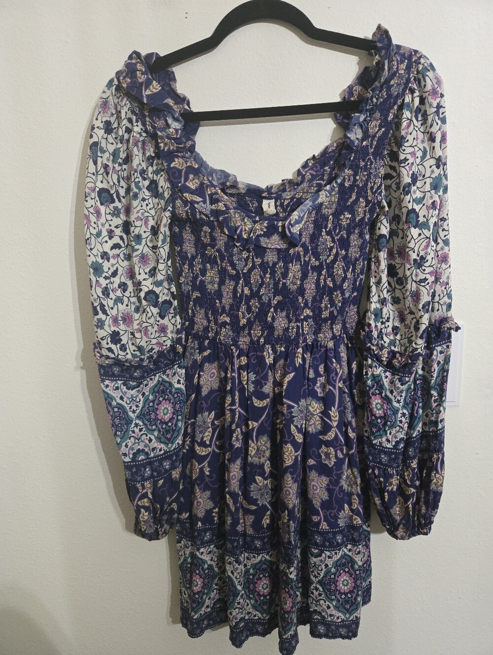 Spell Purple Floral Smocked Boho Dress